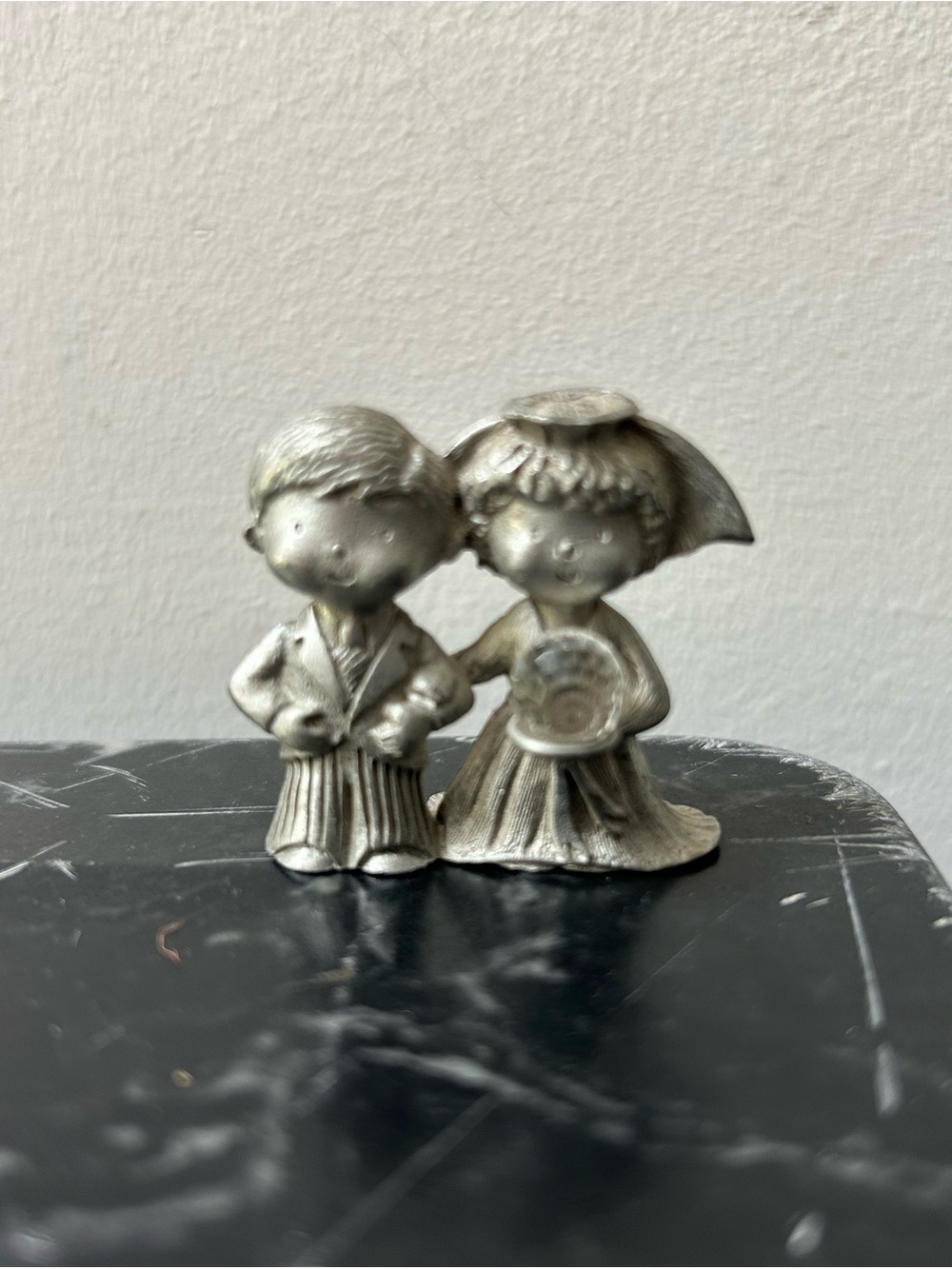 Wedding Bride Groom Pewter 80s 1984 Figurine Couple